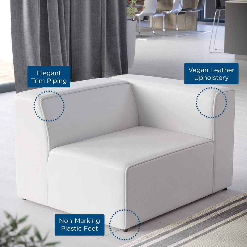 Mingle Vegan Leather Right-Arm Chair, White