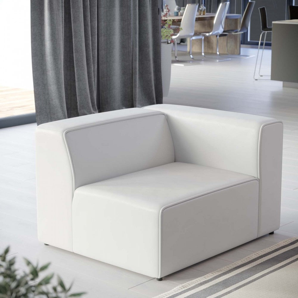 Mingle Vegan Leather Right-Arm Chair, White
