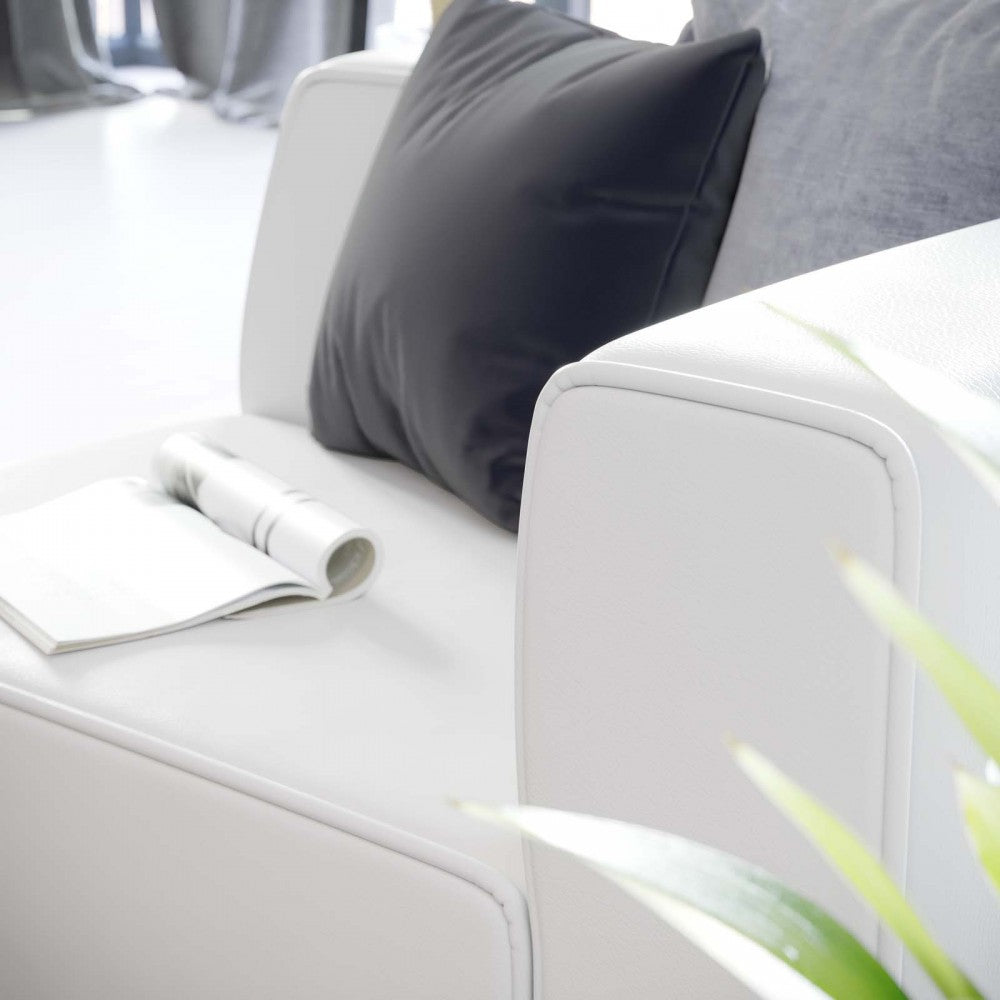 Mingle Vegan Leather Right-Arm Chair, White