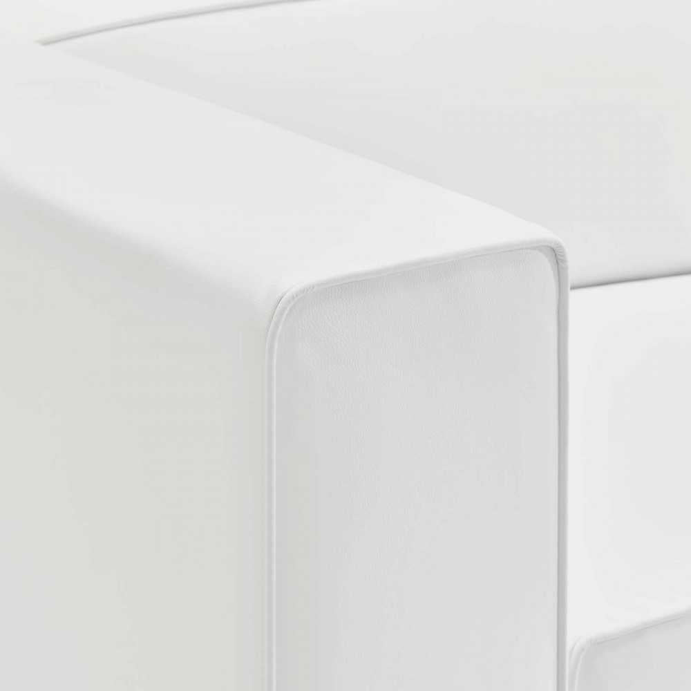 Mingle Vegan Leather Right-Arm Chair, White
