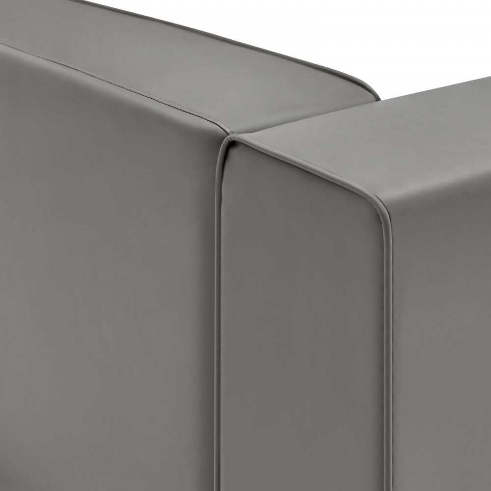 Mingle Vegan Leather Right-Arm Chair, Gray