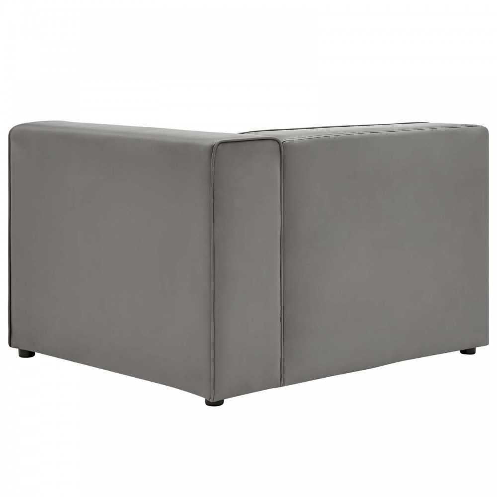 Mingle Vegan Leather Right-Arm Chair, Gray