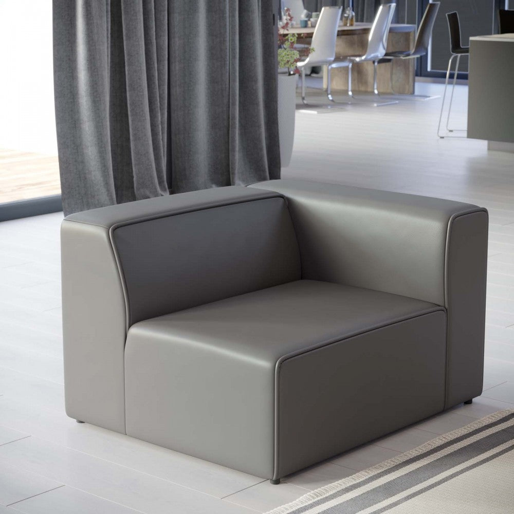 Mingle Vegan Leather Right-Arm Chair, Gray