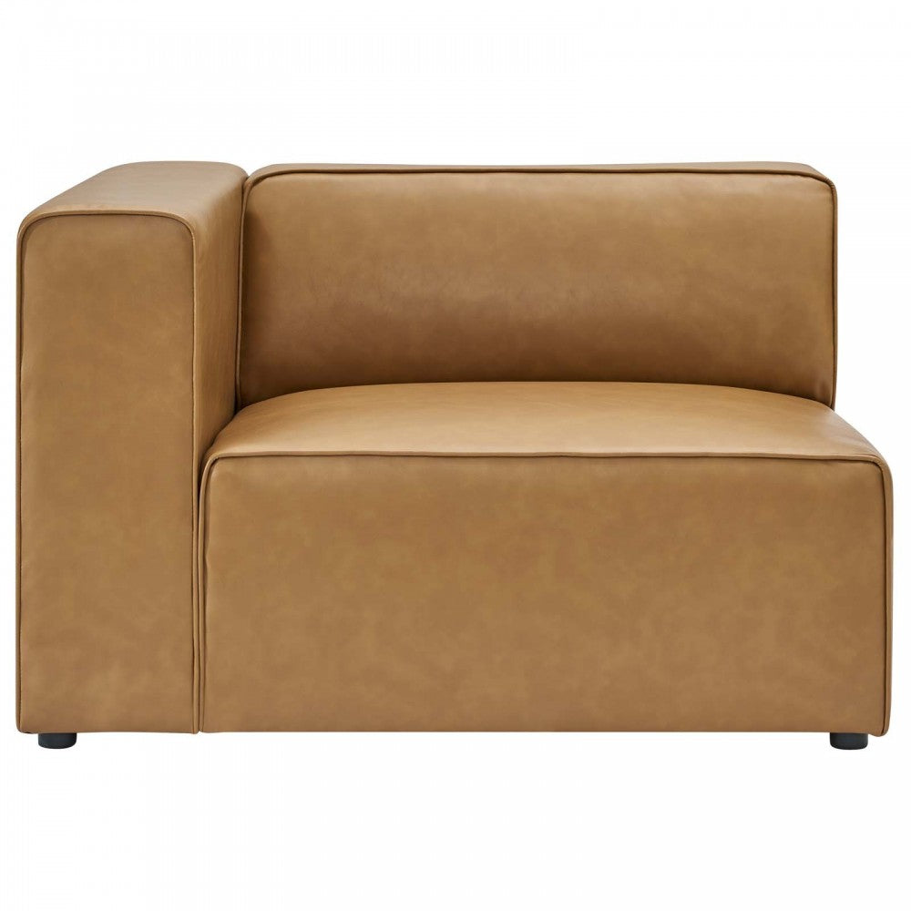 Mingle Vegan Leather Sofa and Ottoman Set, Tan