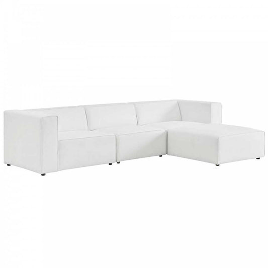 Mingle Vegan Leather Sofa and Ottoman Set, White