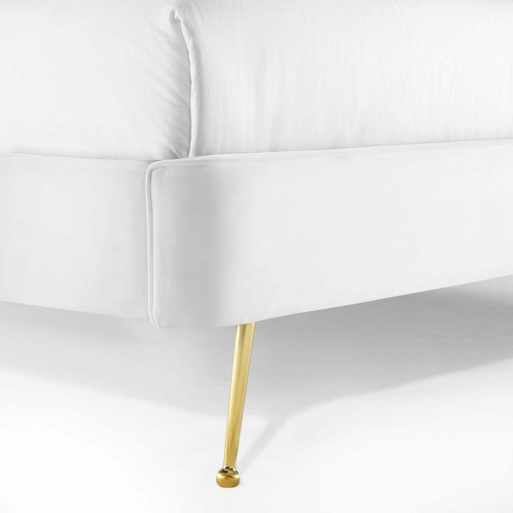 Mira Upholstered Performance Velvet Queen Platform Bed, White
