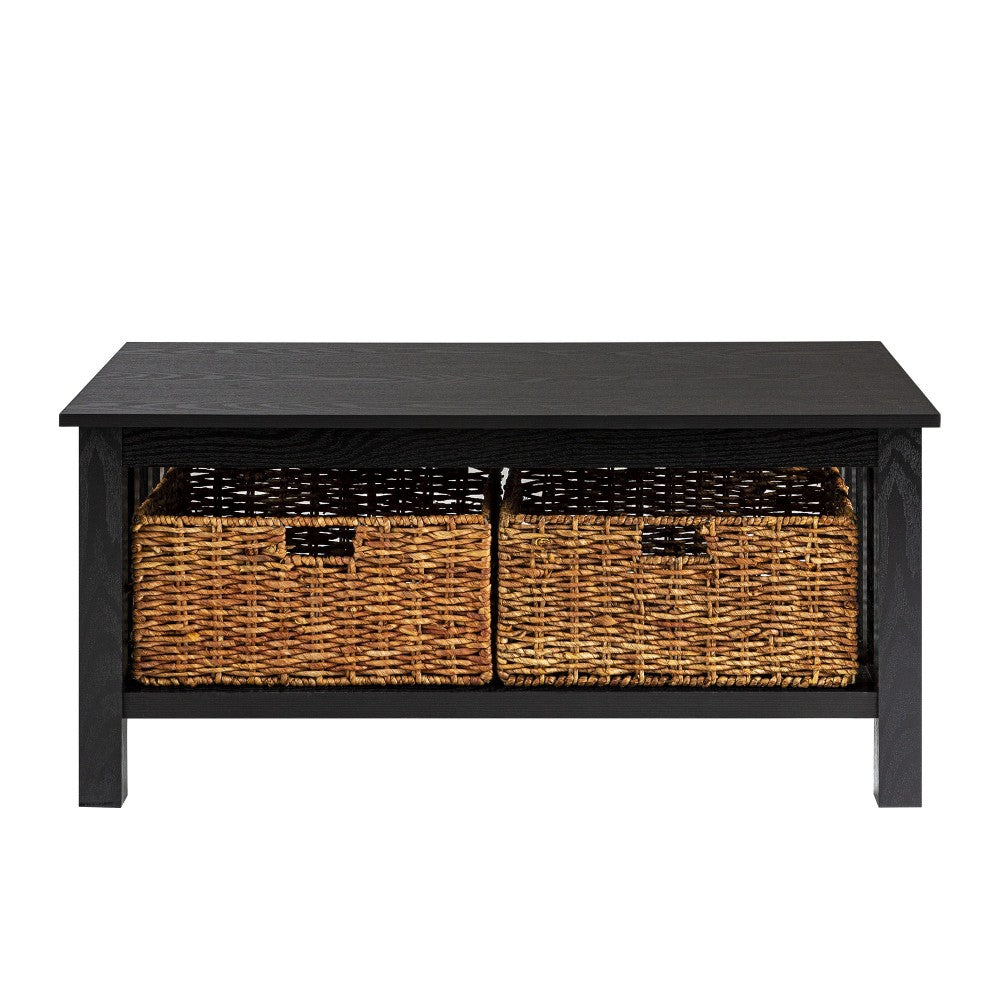 Mission Storage Coffee Table with Baskets - Black