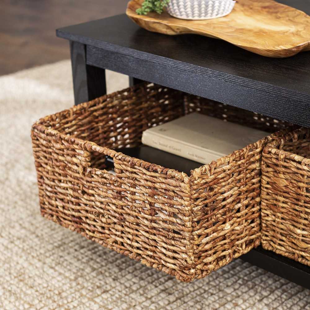 Mission Storage Coffee Table with Baskets - Black