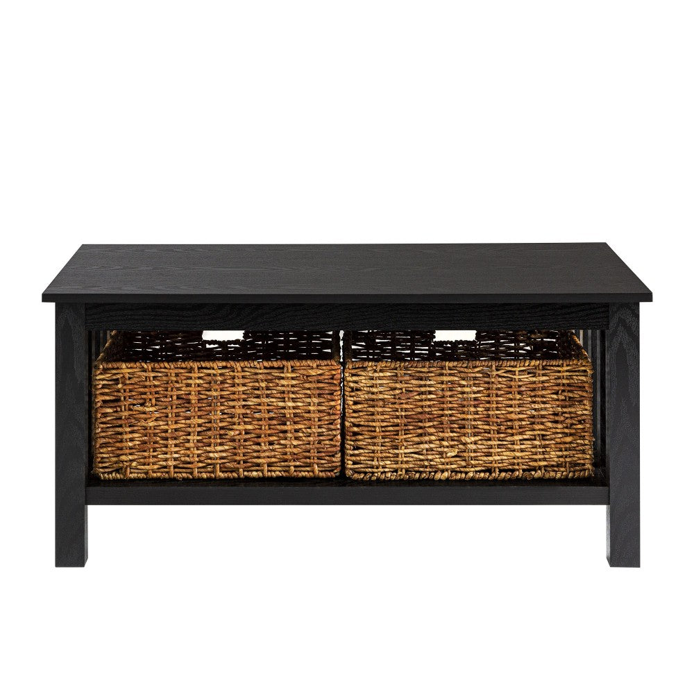 Mission Storage Coffee Table with Baskets - Black