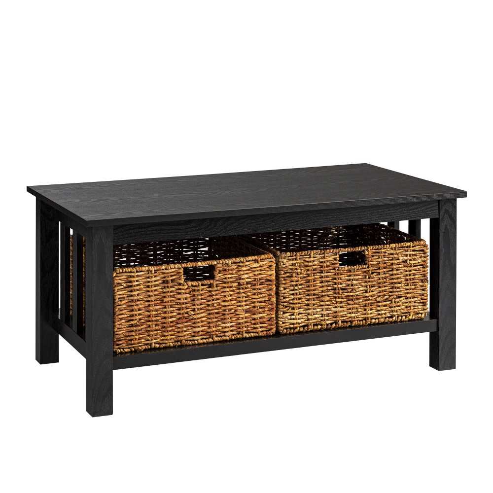 Mission Storage Coffee Table with Baskets - Black