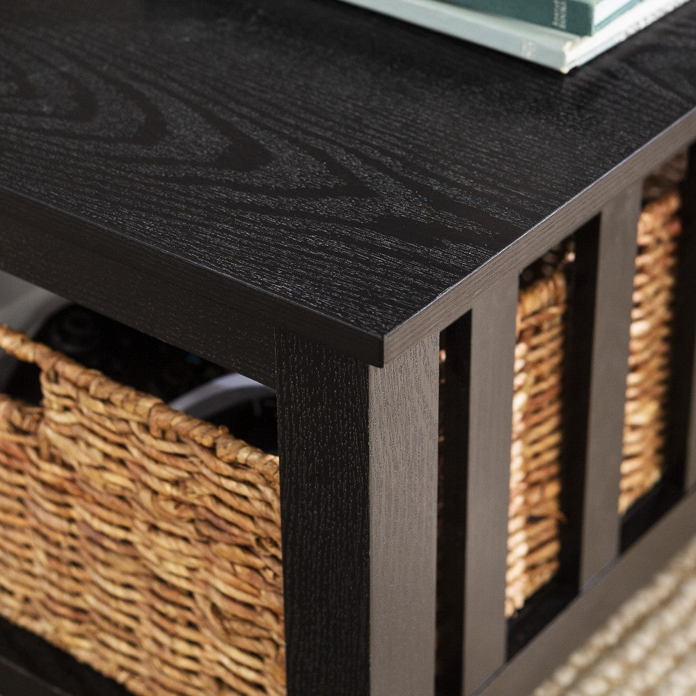 Mission Storage Coffee Table with Baskets - Black