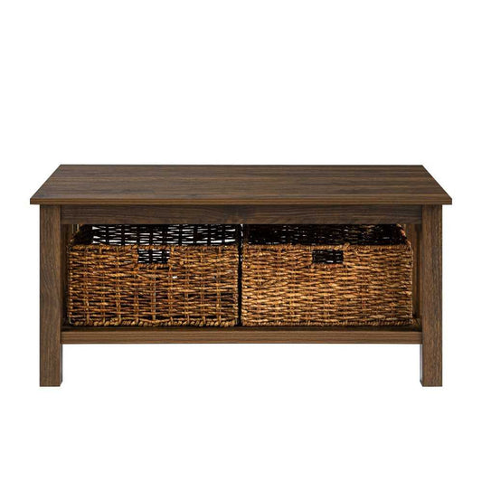 Mission Storage Coffee Table with Baskets - Dark Walnut