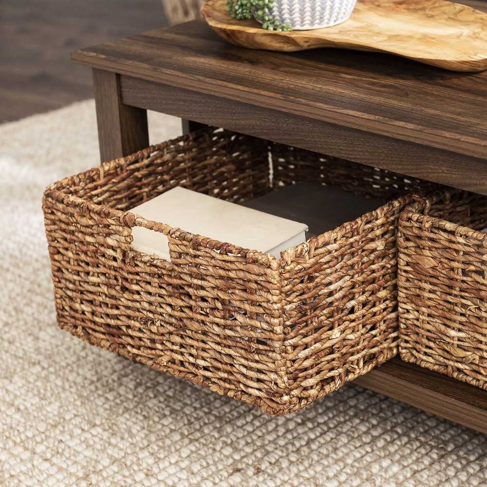 Mission Storage Coffee Table with Baskets - Dark Walnut