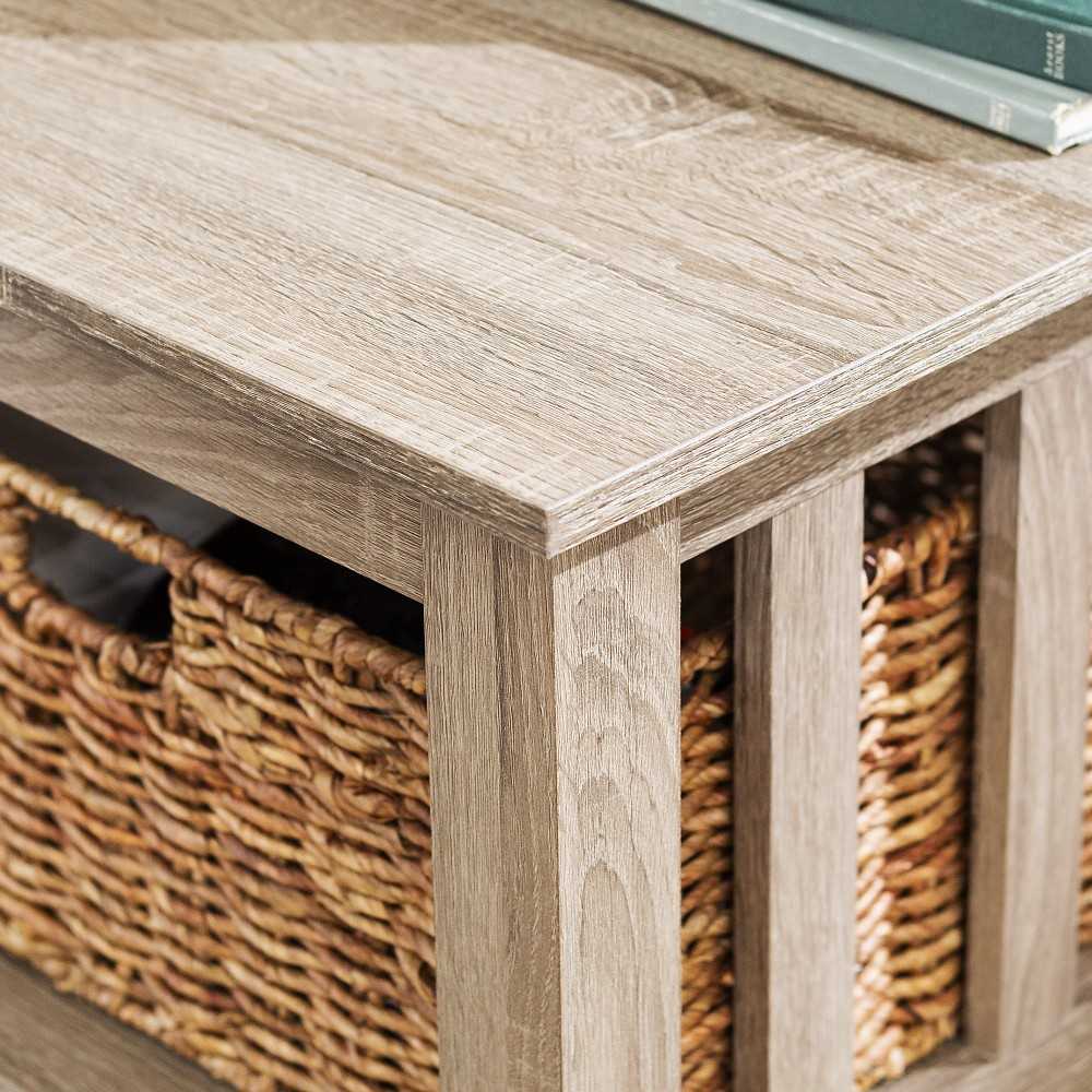 Mission Storage Coffee Table with Baskets - Driftwood