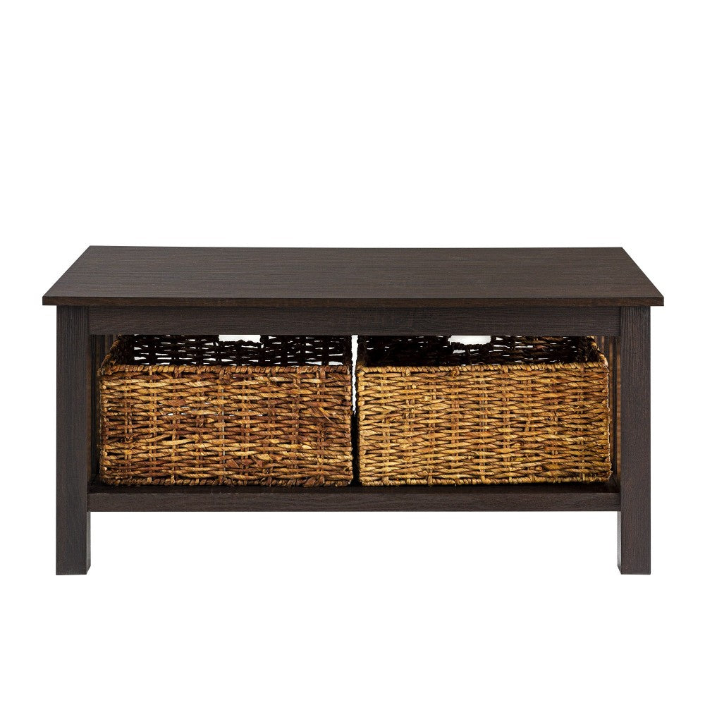 Mission Storage Coffee Table with Baskets - Espresso