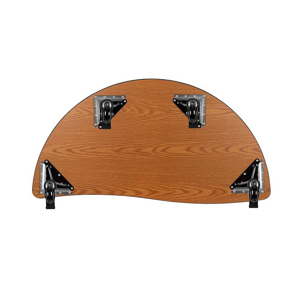 Mobile 47.5" Half Circle Wave Collaborative Gray Thermal Laminate Activity Table - Height Adjustable Short Legs