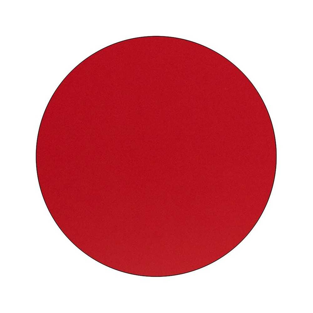 Mobile 48'' Round Red HP Laminate Activity Table - Height Adjustable Short Legs