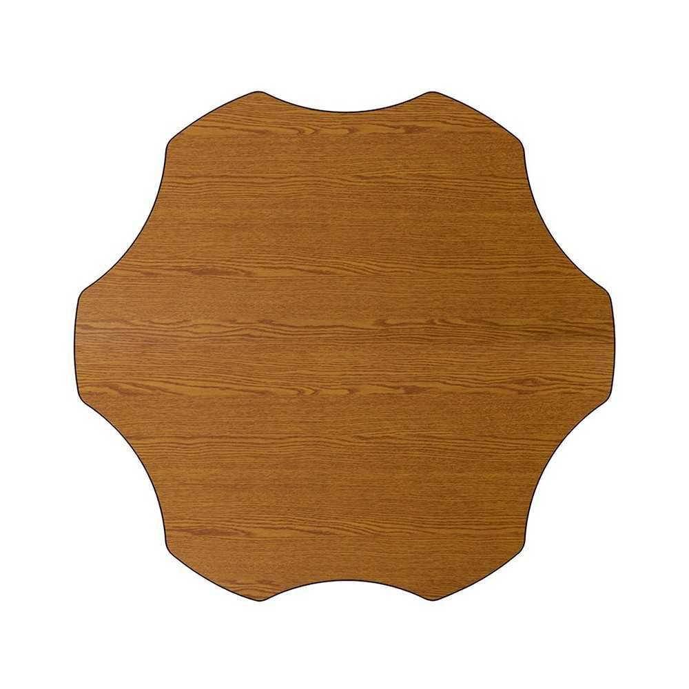 Mobile 60'' Flower Oak Thermal Laminate Activity Table - Height Adjustable Short Legs