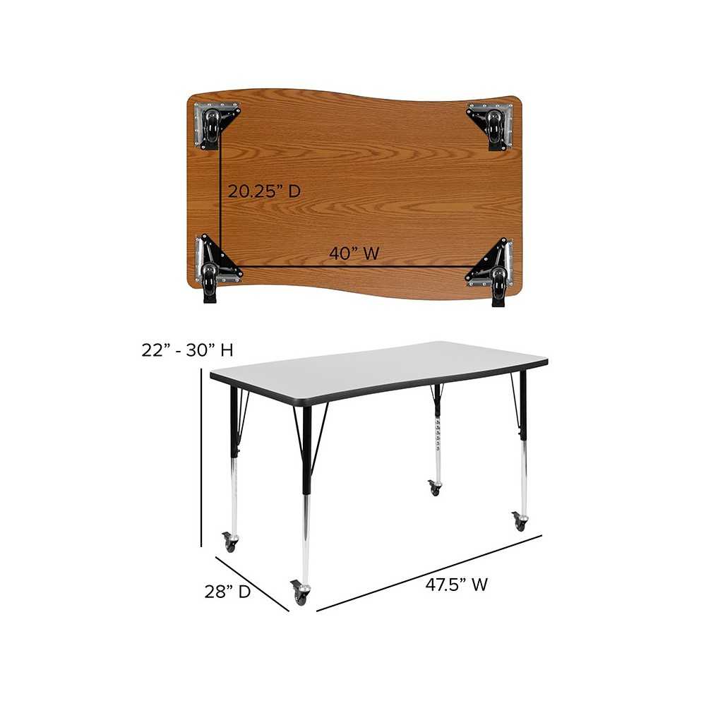 Mobile 76" Oval Wave Collaborative Laminate Activity Table Set with 16" Student Stack Chairs, Gray/Black