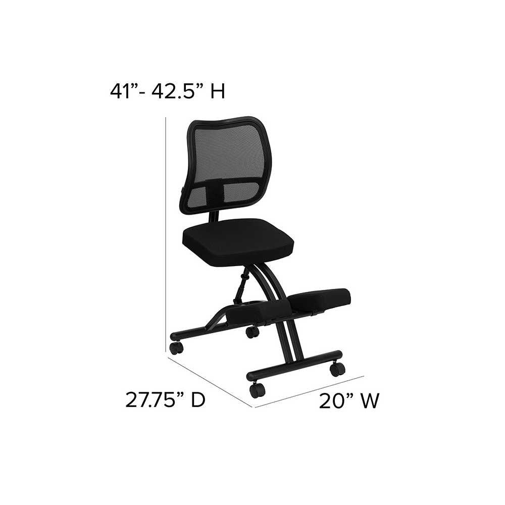 Mobile Ergonomic Kneeling Office Chair with Black Mesh Back