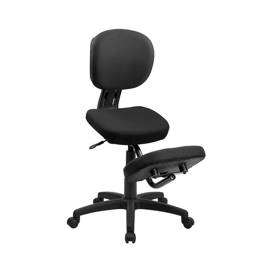 Mobile Ergonomic Kneeling Posture Task Office Chair with Back in Black Fabric
