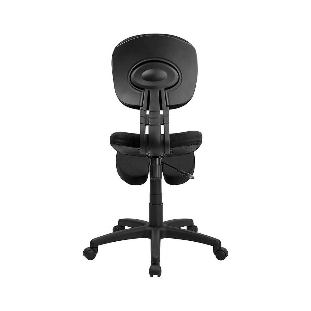 Mobile Ergonomic Kneeling Posture Task Office Chair with Back in Black Fabric
