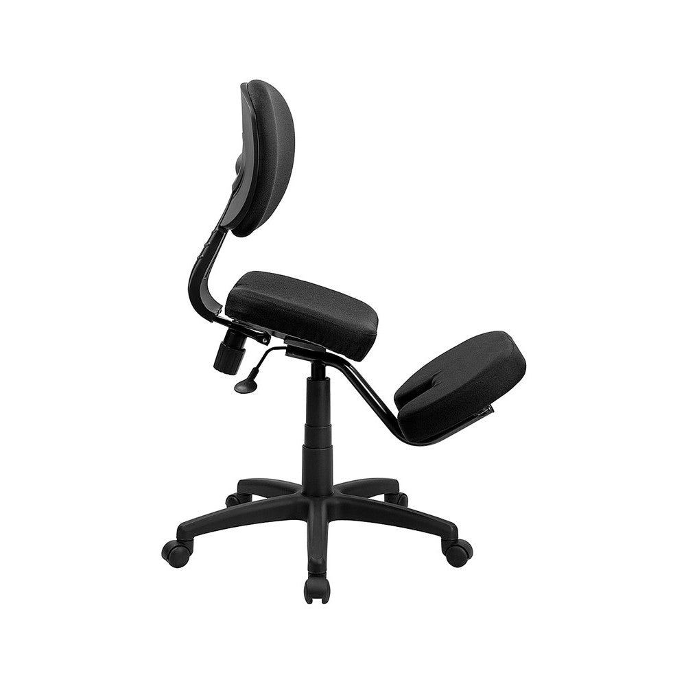 Mobile Ergonomic Kneeling Posture Task Office Chair with Back in Black Fabric