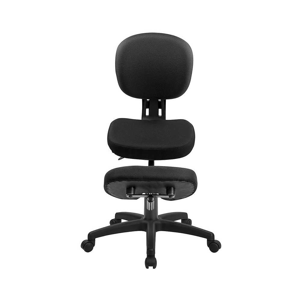 Mobile Ergonomic Kneeling Posture Task Office Chair with Back in Black Fabric