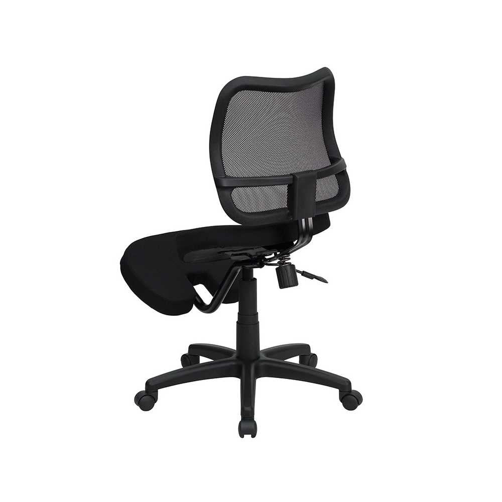 Mobile Ergonomic Kneeling Swivel Task Office Chair with Black Mesh Back and Fabric Seat
