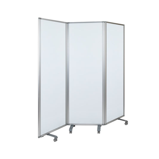 Mobile Magnetic Whiteboard Partition with Lockable Casters, 72"H x 24"W (3 sections included)