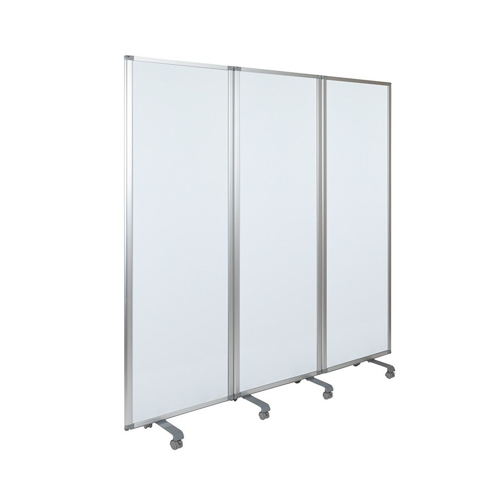 Mobile Magnetic Whiteboard Partition with Lockable Casters, 72"H x 24"W (3 sections included)