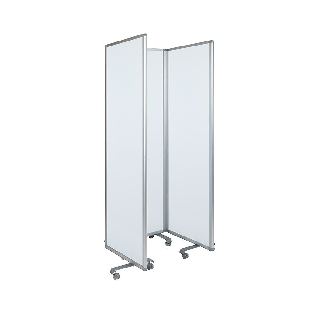 Mobile Magnetic Whiteboard Partition with Lockable Casters, 72"H x 24"W (3 sections included)