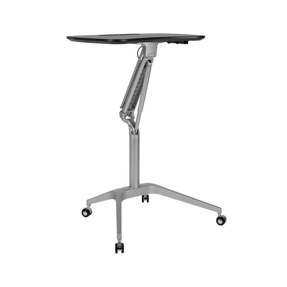 Mobile Sit-Down, Stand-Up Black Computer Ergonomic Desk with 28.25"W Top (Adjustable Range 29" - 41")