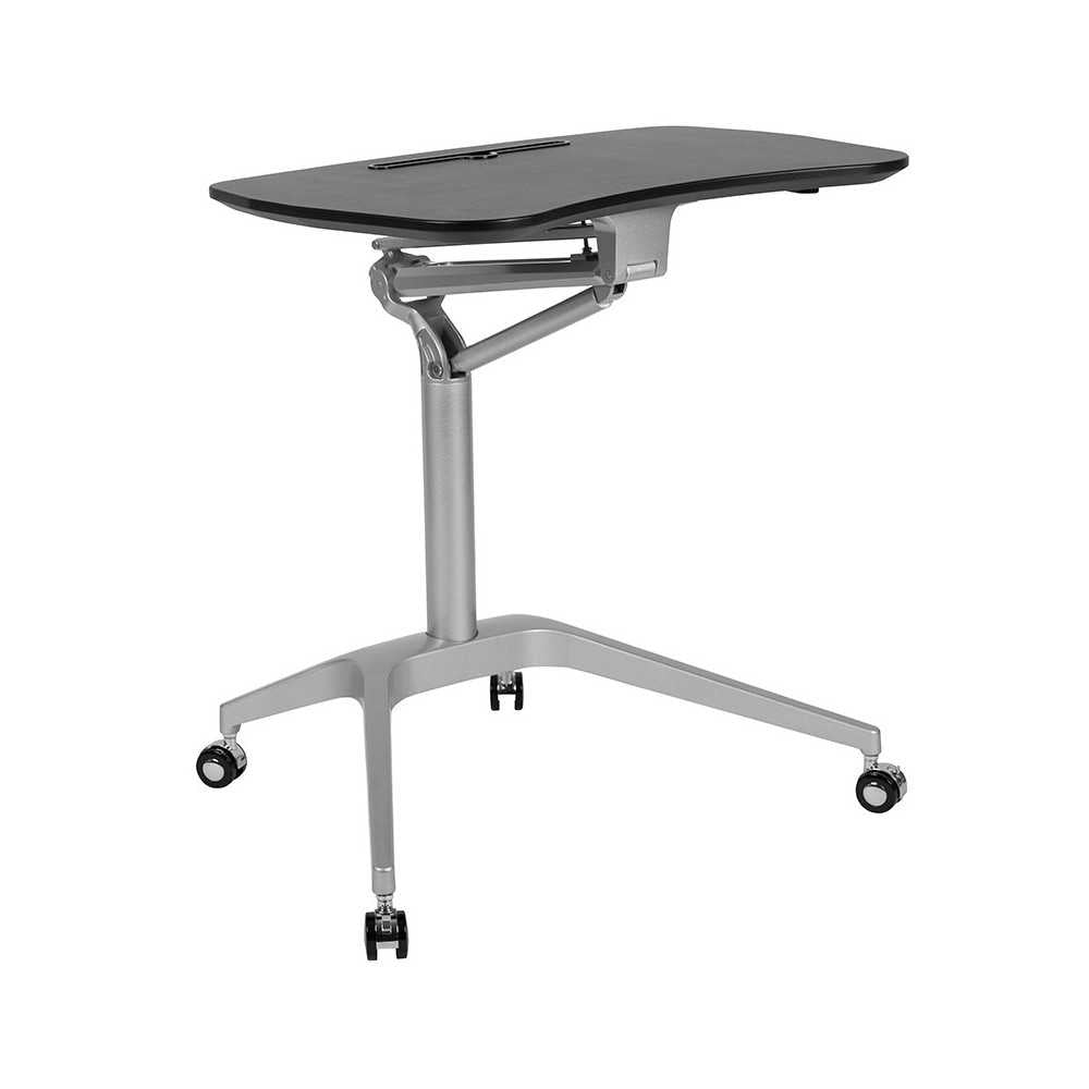 Mobile Sit-Down, Stand-Up Black Computer Ergonomic Desk with 28.25"W Top (Adjustable Range 29" - 41")