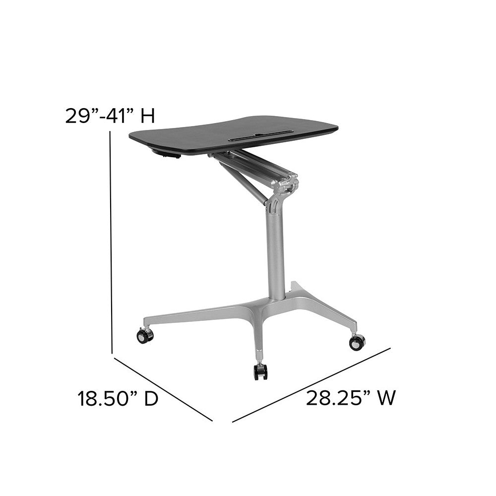 Mobile Sit-Down, Stand-Up Black Computer Ergonomic Desk with 28.25"W Top (Adjustable Range 29" - 41")