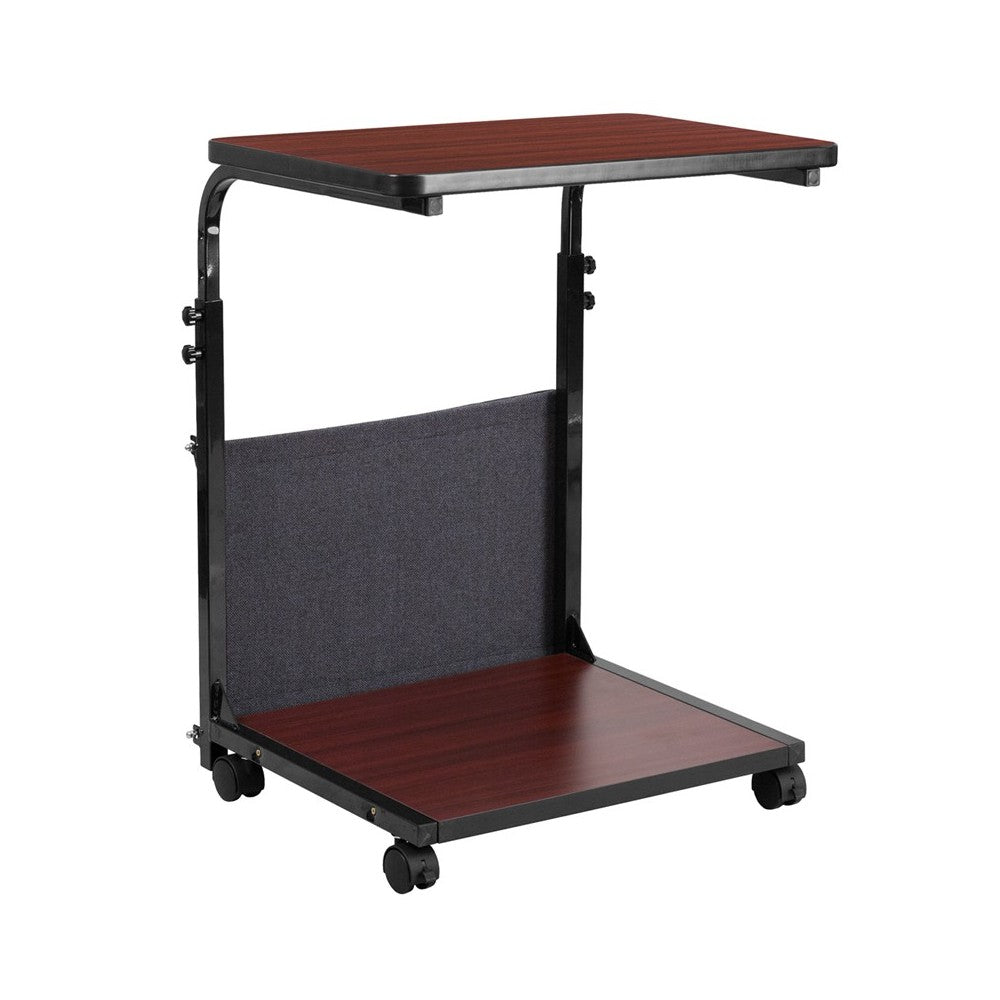 Mobile Sit-Down, Stand-Up Mahogany Computer Ergonomic Desk with Removable Pouch (Adjustable Range 27'' - 46.5'')