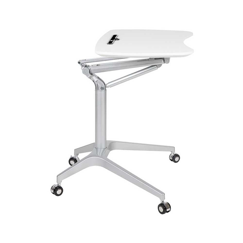 Mobile Sit-Down, Stand-Up White Computer Ergonomic Desk with 28.25"W Top (Adjustable Range 29" - 41")