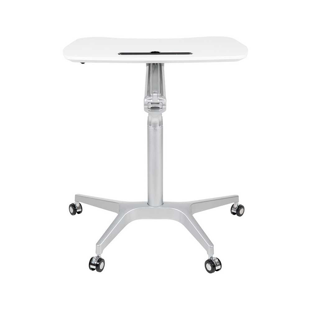 Mobile Sit-Down, Stand-Up White Computer Ergonomic Desk with 28.25"W Top (Adjustable Range 29" - 41")