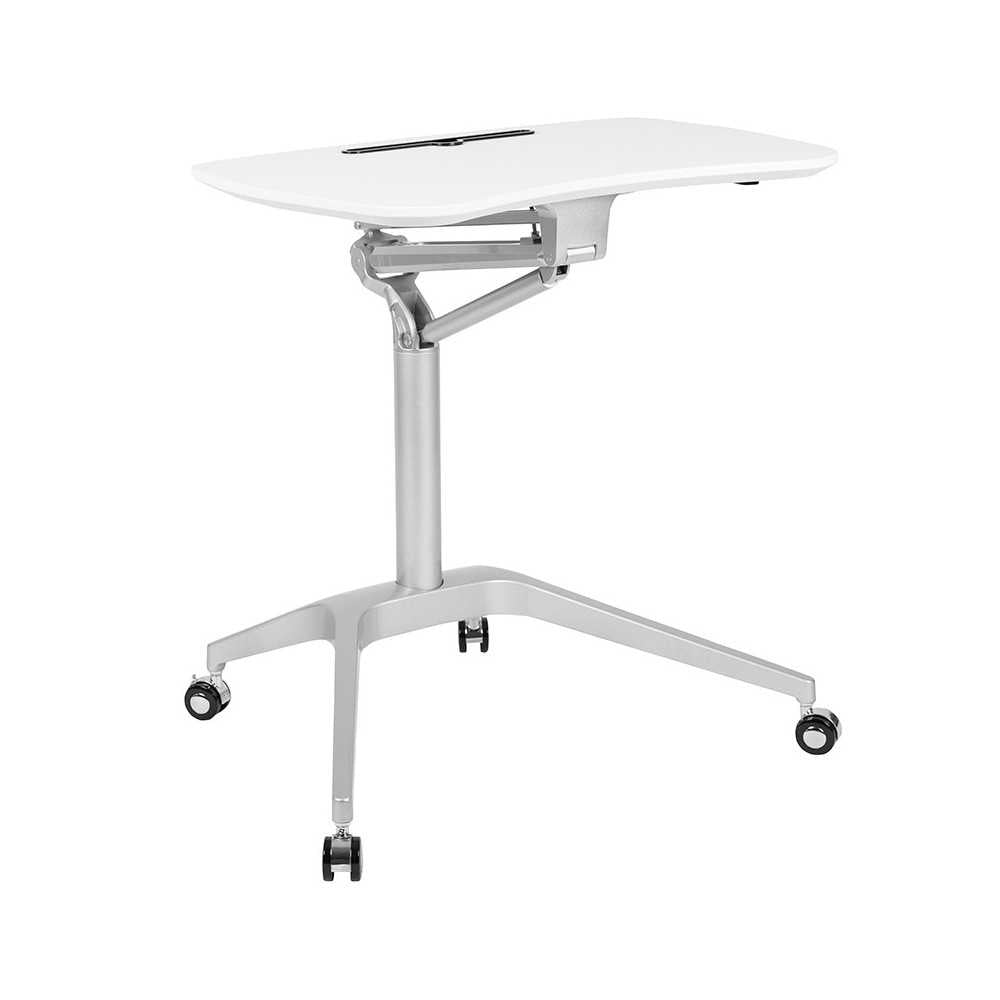 Mobile Sit-Down, Stand-Up White Computer Ergonomic Desk with 28.25"W Top (Adjustable Range 29" - 41")