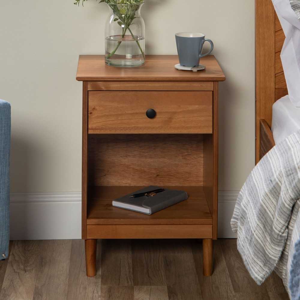 Modern 1 Drawer Nightstand - Caramel