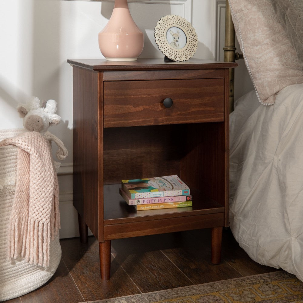 Modern 1 Drawer Nightstand - Walnut