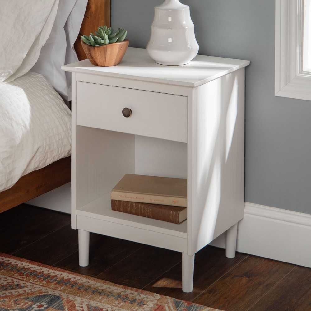 Modern 1 Drawer Nightstand - White