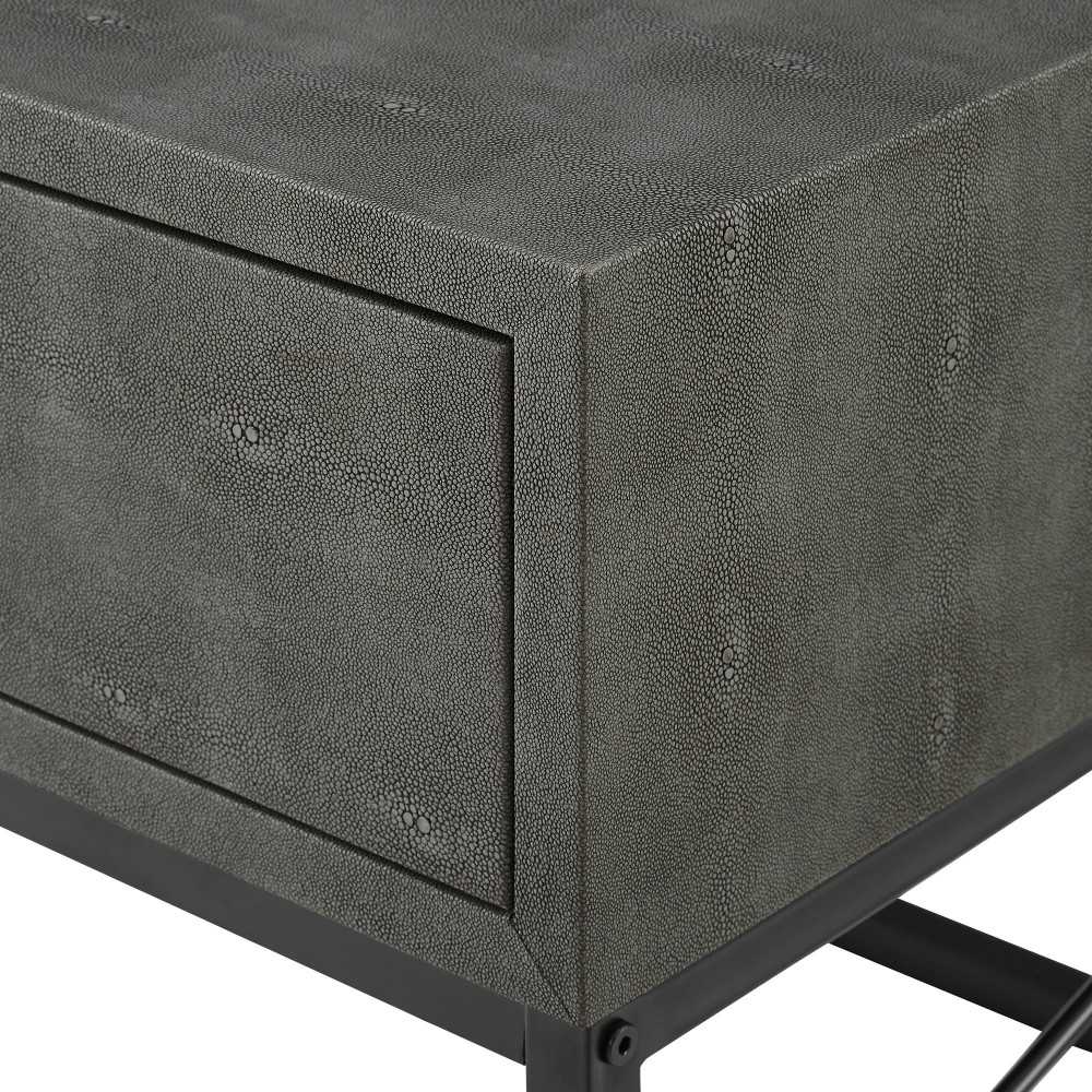 Modern 2-Drawer Faux Shagreen Coffee Table - Gray