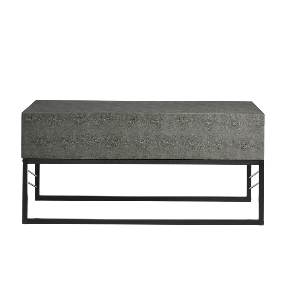 Modern 2-Drawer Faux Shagreen Coffee Table - Gray