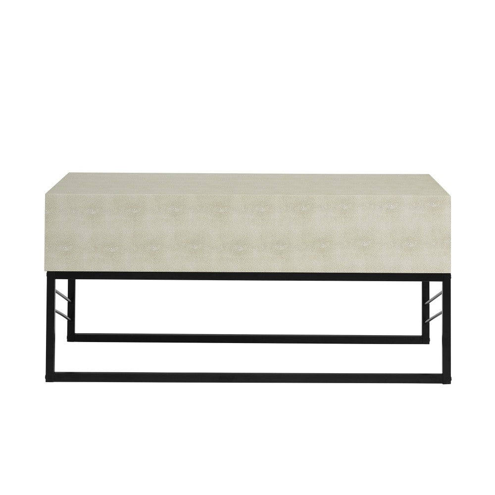 Modern 2-Drawer Faux Shagreen Coffee Table - Off White