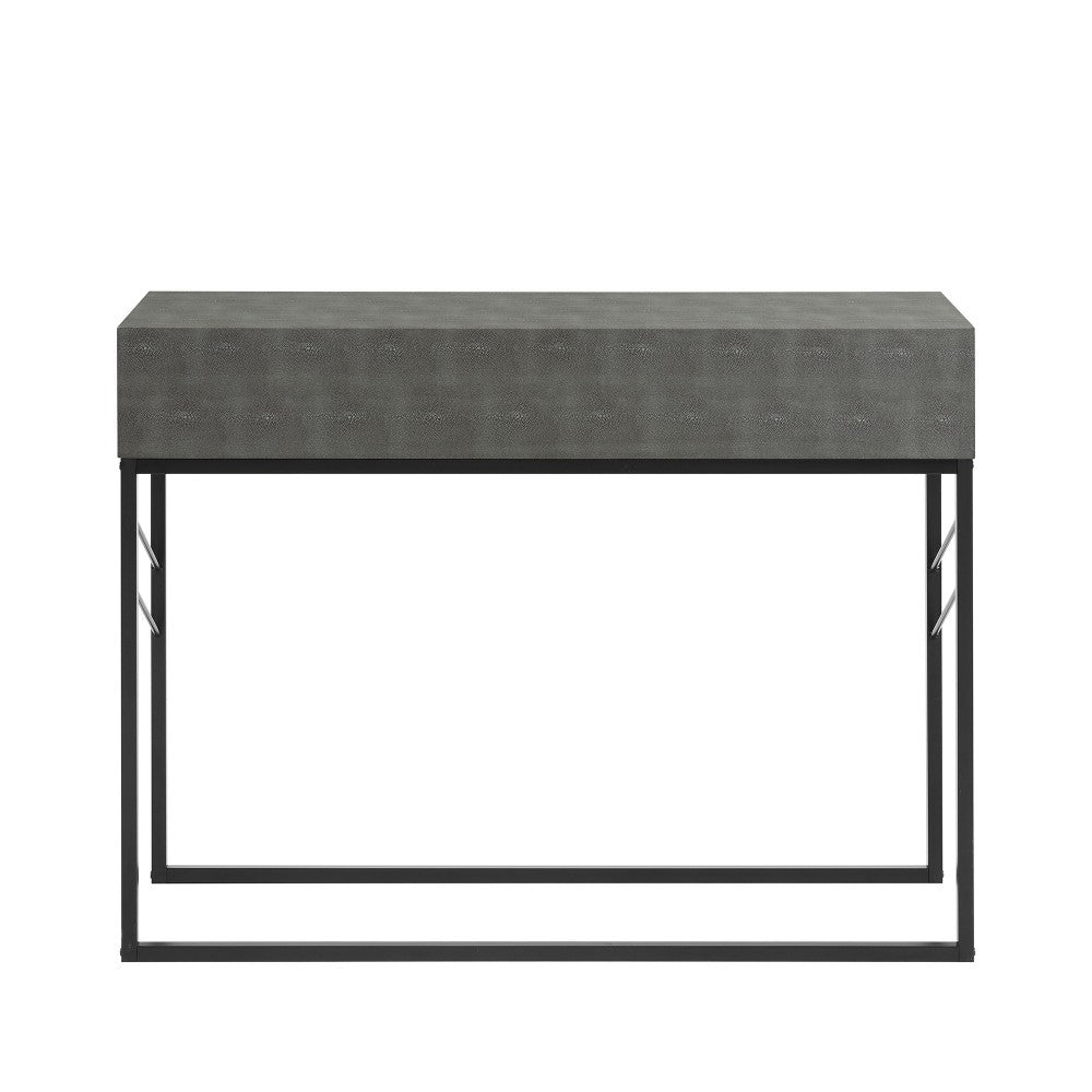 Modern 2-Drawer Faux Shagreen Entry Table - Gray