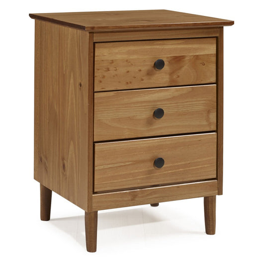 Modern 3 Drawer Nightstand - Caramel