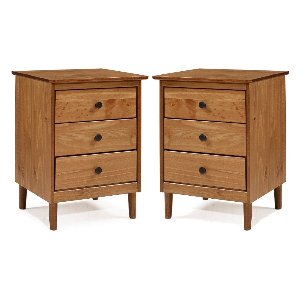 Modern 3 Drawer Nightstand - Caramel