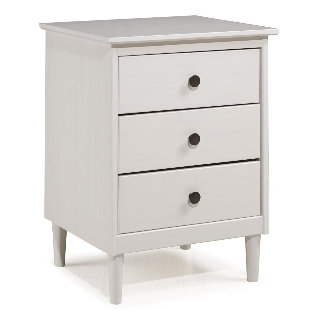 Modern 3 Drawer Nightstand - White