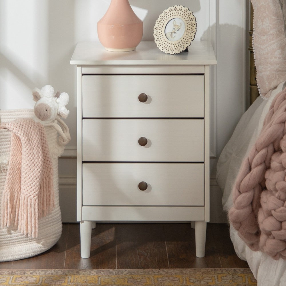 Modern 3 Drawer Nightstand - White